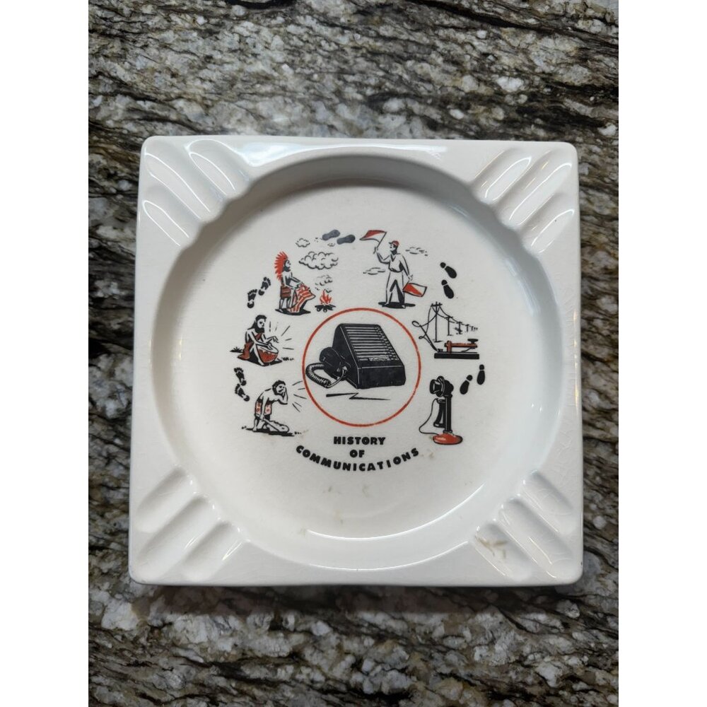VTG Ceramic Ashtray History Of Communications Specialty Counselors Righton Dist.